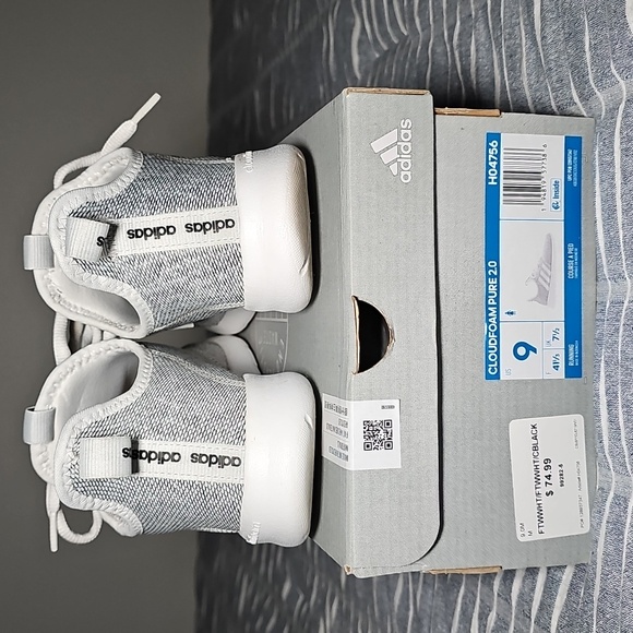 Adidas Women's Cloudfoam Pure 2.0 Light Gray and White Sneakers Size 9 - Picture 9 of 13